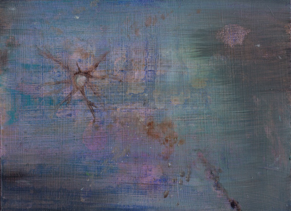 © 2012-15 Eleanore Ditchburn, Astral Lake (Diglis Dock, Worcester) 4 x 7" Oil on Board