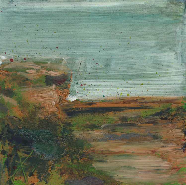 © 2015 Eleanore Ditchburn, Headland #2, Acrylic on Gessobord 10 x 10 cm