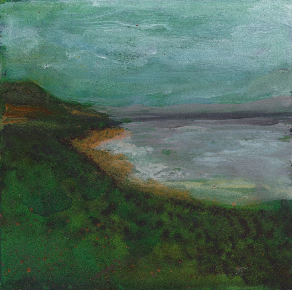 © 2015 Eleanore Ditchburn, Looking to Dunvegan, Skye, Acrylic on Gessobord 10 x 10 cm