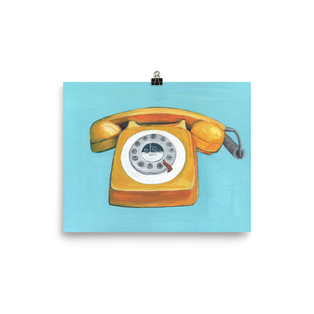 Red Telephone - Retro Pop Illustration Painting of Vintage Phone Painting  by Eleanore Ditchburn