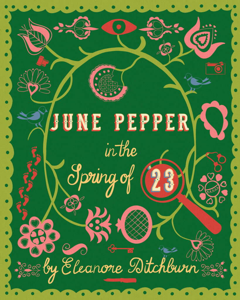 Bright book cover in folk art style by Eleanore Ditchburn
